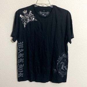 NWOT KONQUEST Short Sleeve T-Shirt w Metallic Silver Crown Graphics Men’s Size L